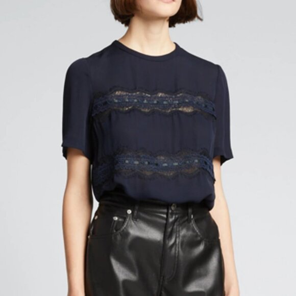 Rebecca Taylor lace inset SILK Top - Picture 1 of 5
